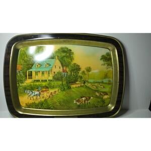 Metal Tray-Currier & Ives-American Homestead Summer design